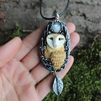 Owl pendant Fantasy bird Beautiful jewelry for your girlfriend Witch necklace Forest jewel h...