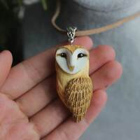 Owl necklace Bird jewelry Pendant with barn owls Bird necklace Nature jewelry with raptor bi...