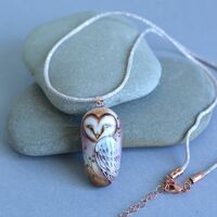Hand painted stone, Magic Owl, Owl, Blue Owl, pendant/necklace