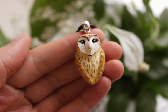 Small owl pendant Owls Polymer clay miniature Jewelry Mini barn owl Bird necklace Nature jewelry Forest jewelry gift for sister