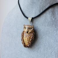 Owl pendant Jewelry with bird Necklace for man Owl jewelry for women Bird charm Owl art Anim...