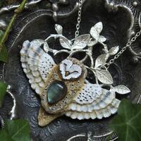 Barn Owl Necklace with Labradorite, Barn Owl Charm, Witch Mystic Owl Necklace, Owl Totem Nec...