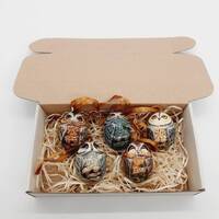 Christmas tree decorations 5 Owls Wooden egg ornaments Hand made in Ukraine Holiday toy Stun...