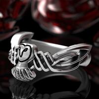 Sterling Silver Barn Owl Ring Celtic Design