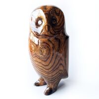 Wood Carving Owl Statue, Hand Carved Owl Figurine, Minimalistic Owl Sculpture, Natural Wood ...