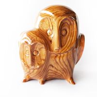 Wood Carving Owl Statue, Hand Carved Owl Figurine, Minimalistic Owl Sculpture, Natural Wood ...