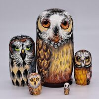 5" Owl nesting dolls 5 in 1 matryoshka Made in Ukraine Wooden toy Stacking dolls Good f...