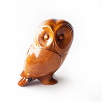 Wood Carving Owl Statue, Hand Carved Owl Figurine, Minimalistic Owl Sculpture, Natural Wood ...