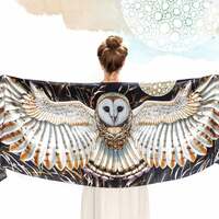 Black Silk Barn Owl Scarf / Wrap