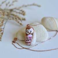 Hand painted stone, Owl, Barn owl, Magic Owl, pendant/necklace