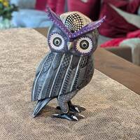 Owl Alebrije Figurine | Hand Carved & Hand Painted Wooden Sculpture, Original Folk Art o...