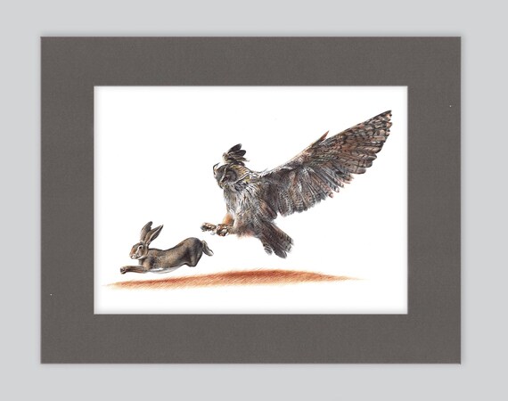 Eurasian Eagle-Owl Artwork Print | Ballpoint Pen Drawing | Photorealistic Animal Portrait | Wildlife Illustration | Home Decor