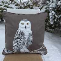 Hand Painted Snowy Owl Pillow, Owl Painting, Owl Decor, Snowy Owl Lover Gift, Owl Birthday G...