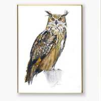 Owl Artwork,Eagle Owl Painting, Art Print of Original Artwork, Owl Art Print, Owl Portrait, ...