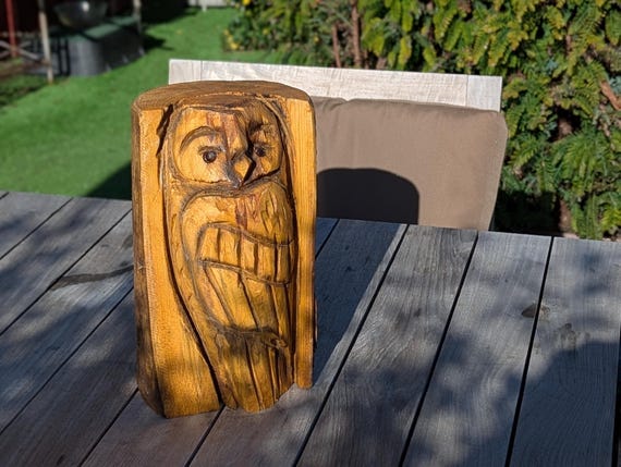 Barn Owl Outdoor Decor | Original Chainsaw Yard Art to Enhance Your Porch, Patio, Garden or Backyard with this Nocturnal, Moonlight Guardian