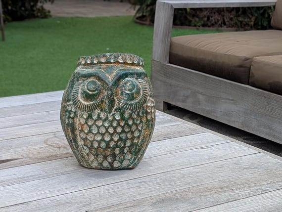 Mexican Owl Planter Pot | Medium Owl in Clay with Green Dustings | Ships 6-15
