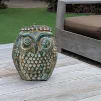 Mexican Owl Planter Pot | Medium Owl in Clay with Green Dustings | Ships 6-15