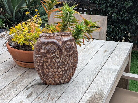 Mexican Owl Planter Pot for Indoor Home Decor or Outdoor Garden Decorations, Medium Owl, Brown | Ships 6-15