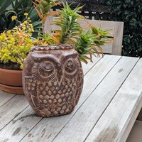 Mexican Owl Planter Pot for Indoor Home Decor or Outdoor Garden Decorations, Medium Owl, Bro...