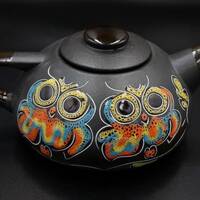 Handmade ceramic teapot 33.8 oz Owls teapot pottery engraved and painted Housewarming gift P...