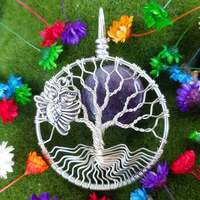 Owl Tree of Life Pendant Wire Wrap Tree of Life Necklace