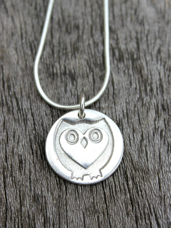 Silver owl necklace, pendant