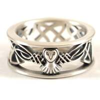 Sterling Silver Owl Wedding Band, Celtic knot Ring