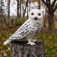 Mr. Snowy Owl, needle felted bird sculpture 12 inches