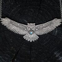 Silver Owl Necklace with Moonstone