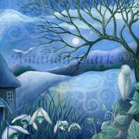 Print titled "Silence" by Amanda Clark - fairytale art print, landscape art, owl w...