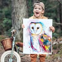 Barn owl watercolor painting print by Slaveika Aladjova, art, animal, illustration, bird, ho...