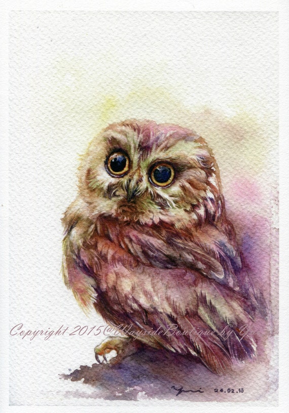 Print - The Owl Watercolor painting