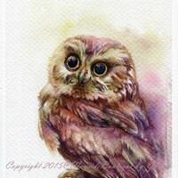 Print - The Owl Watercolor painting