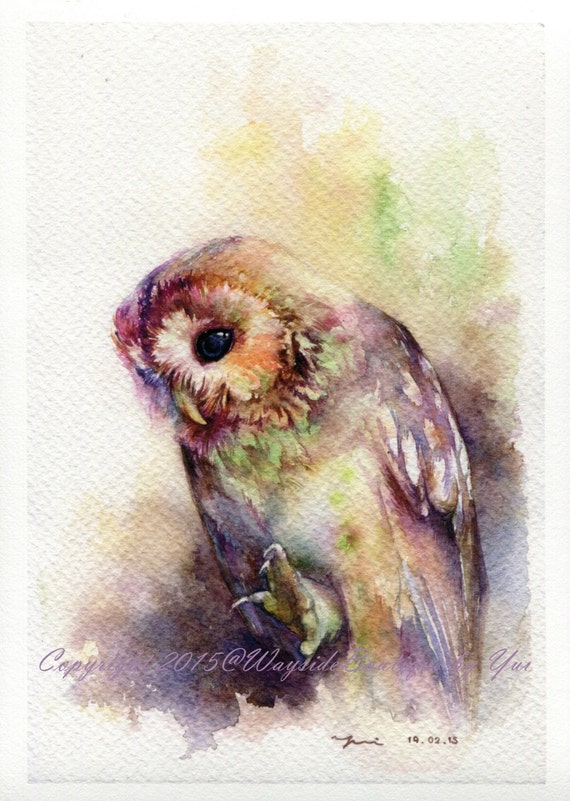 Print - The Owl watercolor painting