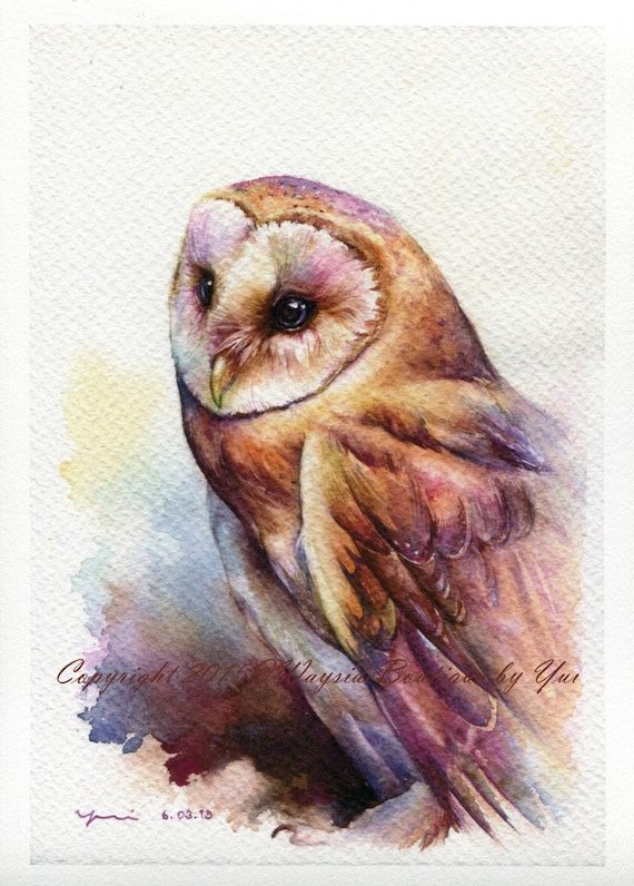 PRINT - The Owl Watercolor painting 7.5 x 11