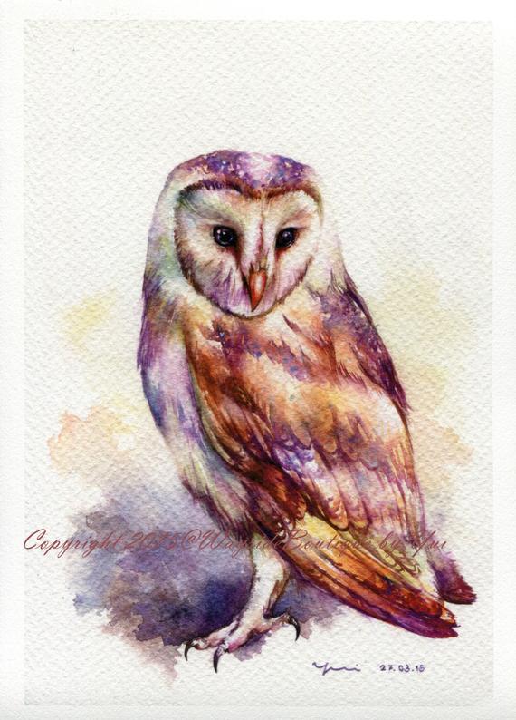 PRINT – The Owl Watercolor painting 7.5 x 11”
