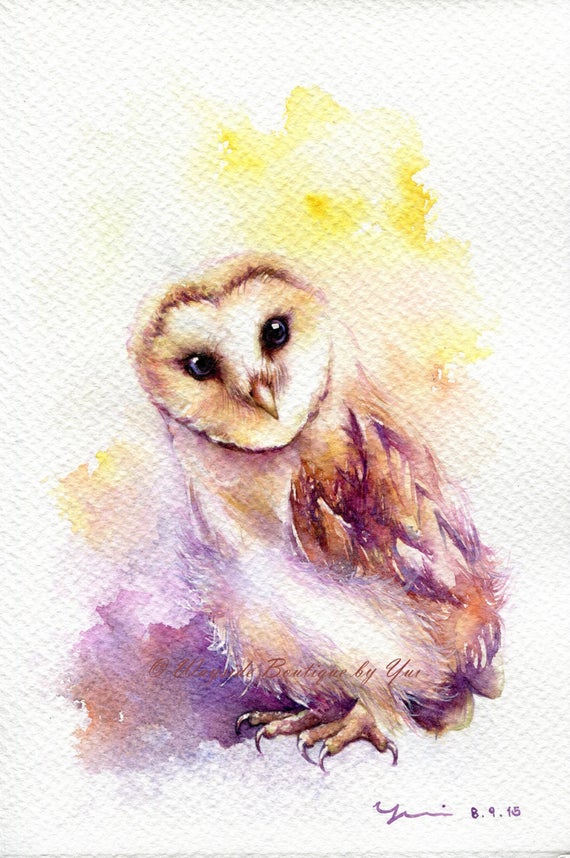 PRINT – Little Barn Owl Watercolor painting 7.5 x 11”