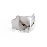 Great Horned Owl Ring with Yellow Sapphire Eyes