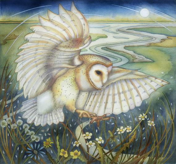 Fine art print of an original painting: 'Ghost Owl'.