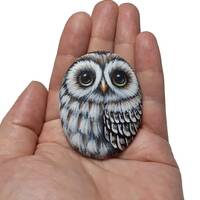 Owl Hand Painted Pebble Fridge Magnet