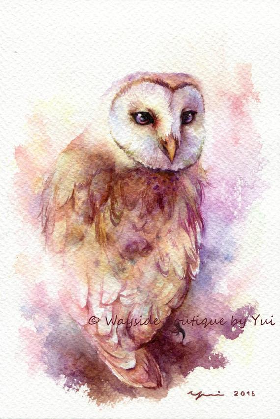 PRINT – Barn owl - Watercolor painting 7.5 x 11”