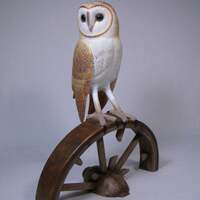 10 inches Barn Owl Hand Carved Wooden Bird Carving