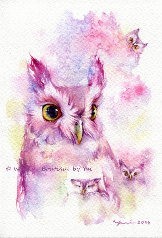 PRINT – Fairy Owl - Watercolor painting 7.5 x 11”