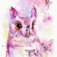 PRINT – Fairy Owl - Watercolor painting 7.5 x 11”