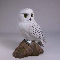 7" Snowy Owl Hand Carved Wooden Bird