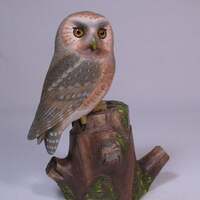 Elf Owl Hand Carved and Hand Painted Bird Owl