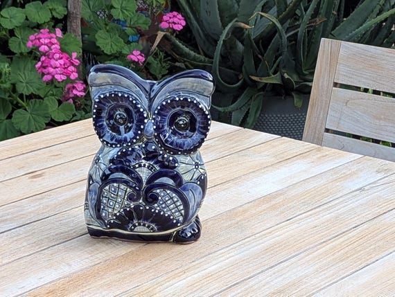 Ceramic Owl Planter, Talavera Pottery is Colorful Indoor Flower Pot or Outdoor Owl Decor, Mexican Planter & Plant Pot Home Decor, Owl Gift