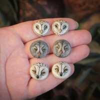 Different owl cabochon Owl head Barn owl Gray owl Snowy owl Unique cabochons Cabochons set C...