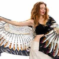 Wheat Barn Owl ~ Owl Wings Scarf, Spring Style, Barn Owl Wrap Shawl, Silk cashmere, Feather ...