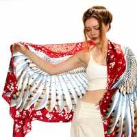 Cherry Barn Owl ~ Owl Wings Scarf, Spring Style, Barn Owl Wrap Shawl, Silk cashmere, Feather...